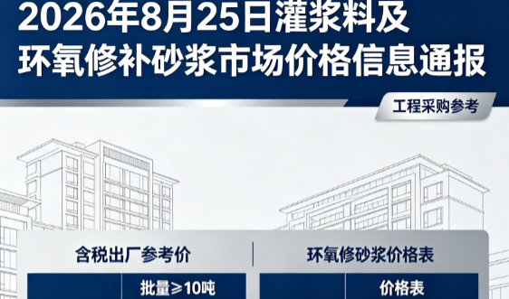 肥西2026年8月25日灌浆料及环氧修补砂浆市场价格信息通报
